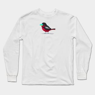 Black and Red Broadbill Bird Long Sleeve T-Shirt